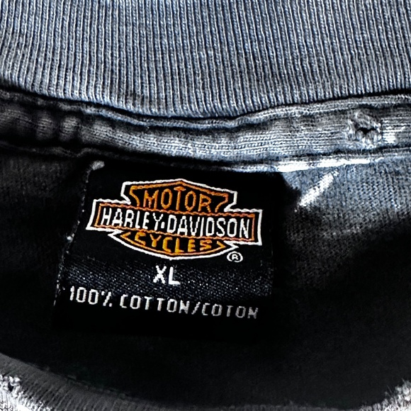 Vintage Harley Davidson Laughlin Tie Dye Black White Crop Top T Shirt Tee - Picture 6 of 10